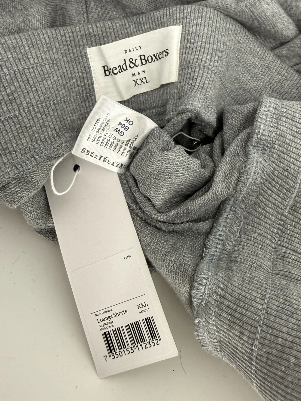 NWT Bread & Boxers Men's Lounge Shorts | Grey Melange | XXL